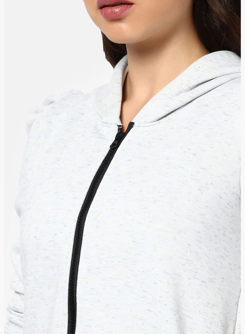 Campus Sutra  Women’s Cotton Solid Zipper Sweatshirt With Hoodie Regular Fit For Casual Wear for Women | Best Price UAE