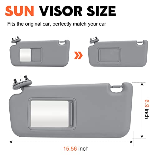 ILONPA Gray Driver Left Side Sun Visor Replacement Compatible with Toyota RAV4 2006-2013 Replace 74320-42501-B2 - Image 2