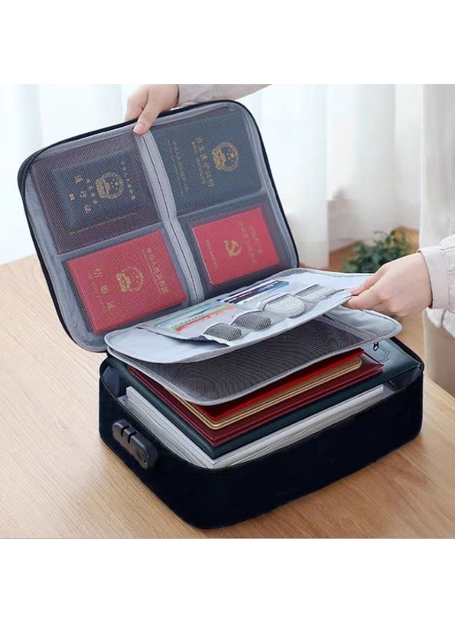 Generic 3-Layers Document Case with Lock File Organizer Bag Zipper Certificate Storage Bag Portable Travel Home Office School Supplies  - Image 2