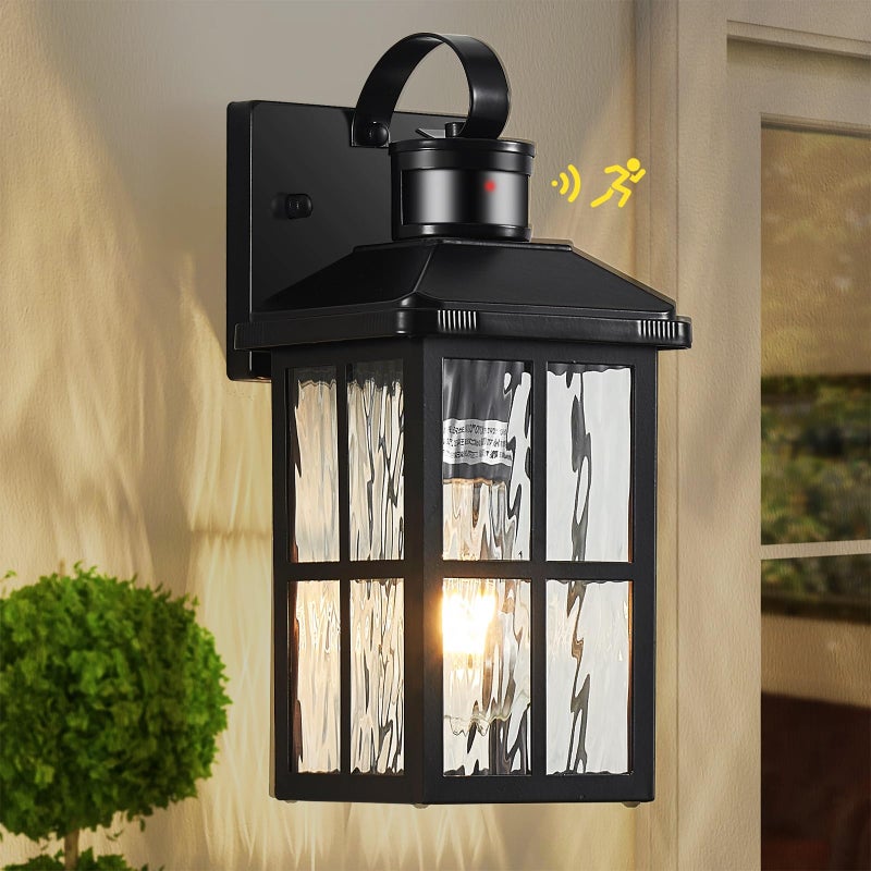 YJXGDIL Motion Sensor Outdoor Lights Dusk to Dawn Porch Light Black Exterior Lighting Fixtures Modern Outside Wall Mount Coach Lamp for House Garage Patio Front Door - Image 1