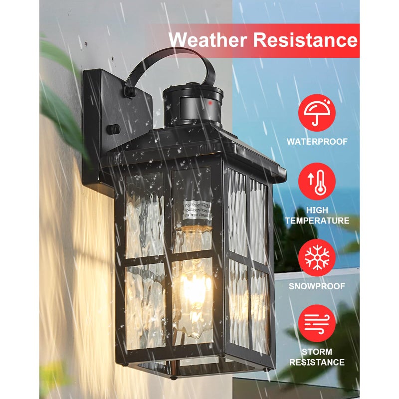 YJXGDIL Motion Sensor Outdoor Lights Dusk to Dawn Porch Light Black Exterior Lighting Fixtures Modern Outside Wall Mount Coach Lamp for House Garage Patio Front Door - Image 4