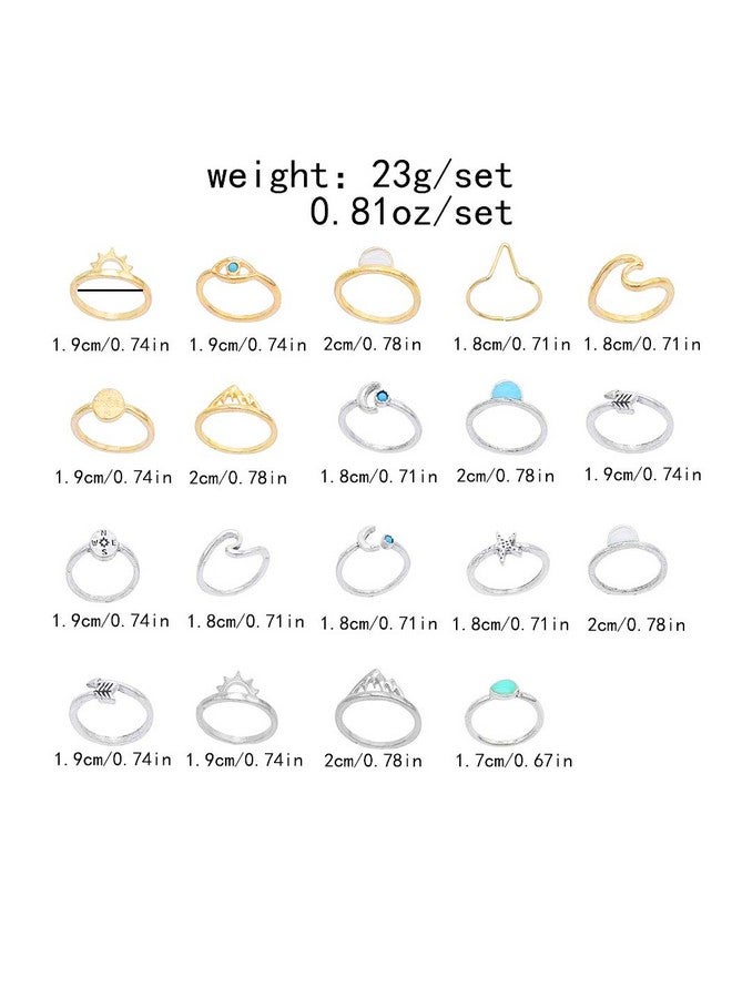 FUTIMELY Boho Retro Stackable Rings Sets for Teens Girls Women Rhinestone Knuckle Joint Finger Kunckle Nail Ring Sets (A：19PC) - Image 1