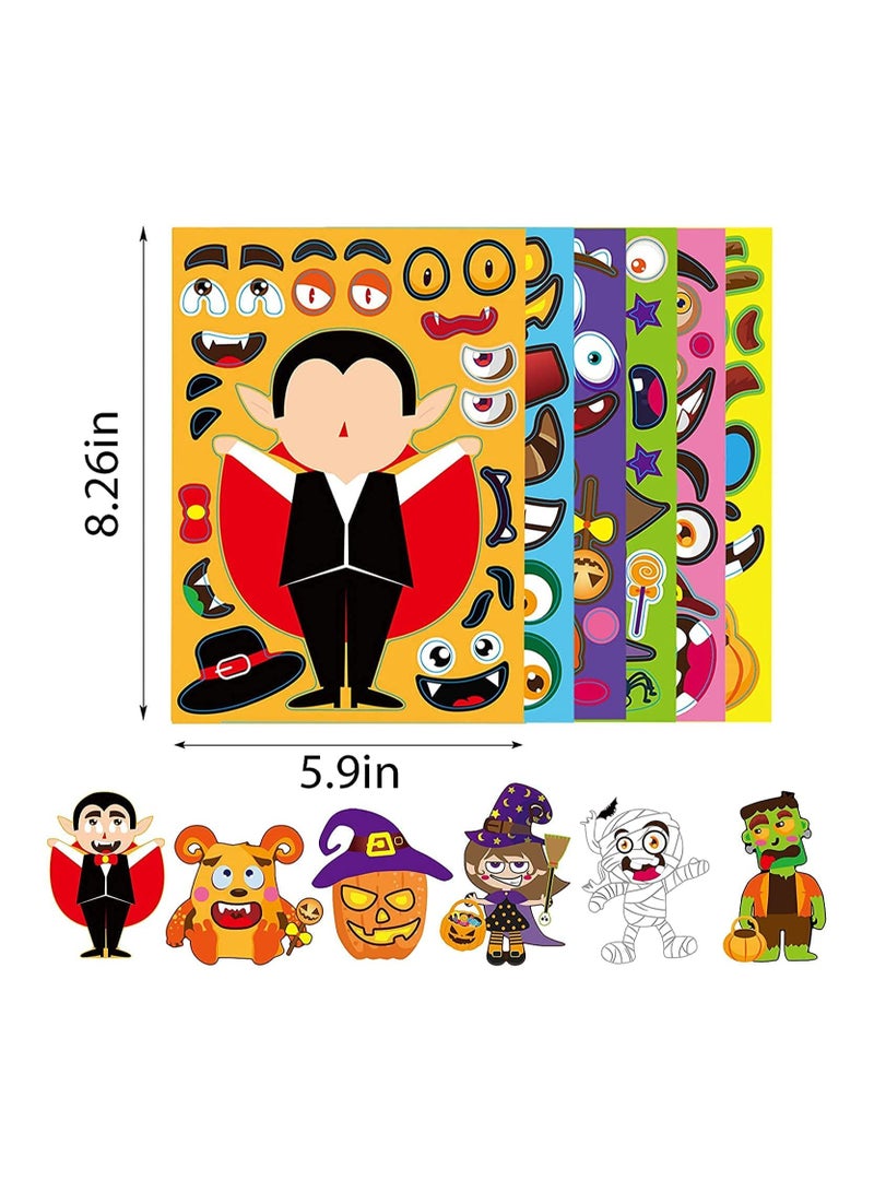 SOLARAE Characters Make-a-face Sticker Sheets, Match Sticker Sheets Crafts Including Vampire, Witch, Frankenstein, Ghost and more Kids Party Favor Supplies Craft, 42Pc - Image 3