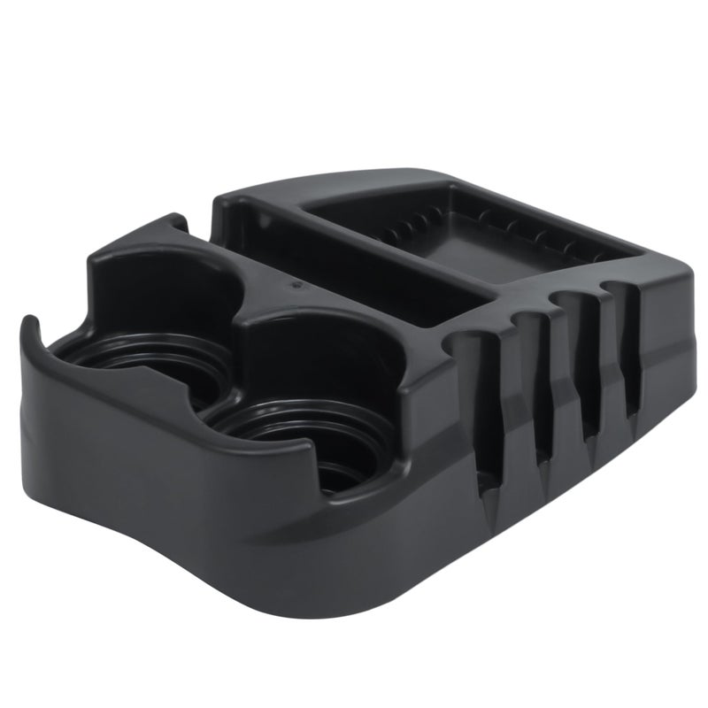 Moblorg Universal Car Floor Center Console with Dual Cup Holders, Portable Center Console Storage Organizer, Vehicle Organizer for SUV, Truck, Van, Car, Recycled Plastic, Made in USA (Black) - Image 1