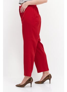 Kasper  Women Plus Size Textured Pants, Red  - Image 4