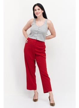 Kasper  Women Plus Size Textured Pants, Red  - Image 3