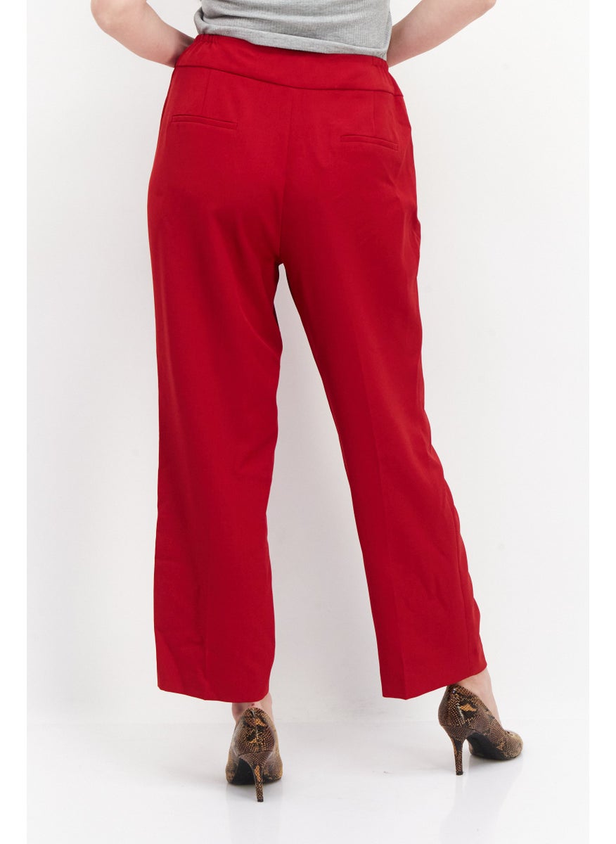 Kasper  - Women Plus Size Textured Pants, Red - Image 1