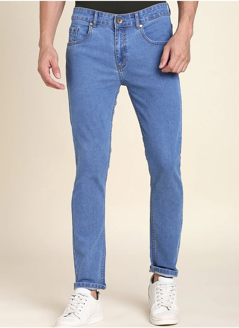 دينيس لينغو Slim Fit Indigo Men's Jeans with Button & Zip Closure