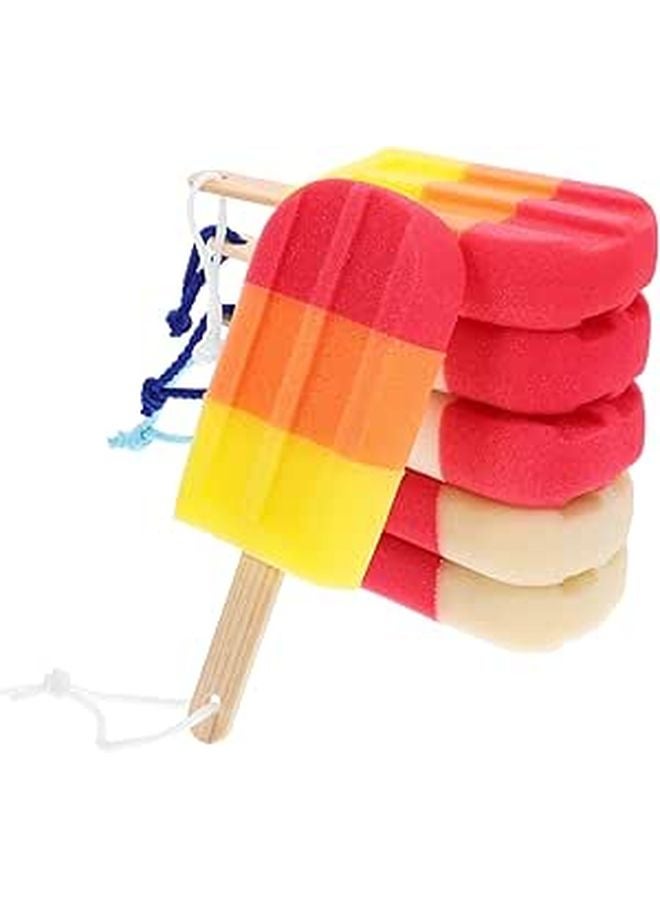 6Pcs Popsicle Toast Shower Sponge Set Soft Exfoliating Body Scrubber With Hanging Loop Random Color - Image 1