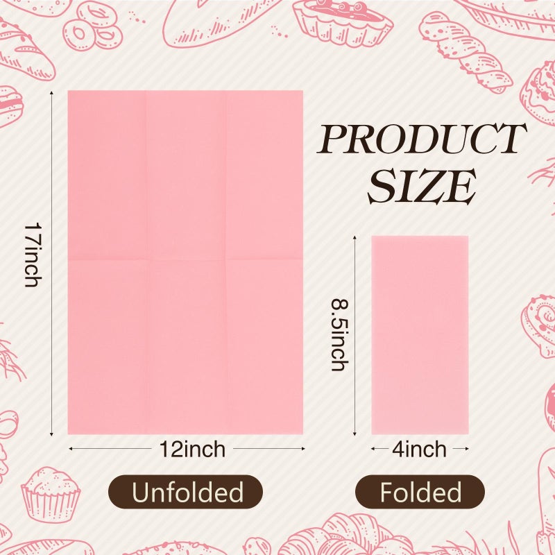 Qilery 100 Pcs Linen Feel Disposable Dinner Napkins Decorative Paper Napkin 17""x12"" Paper Soft Hand Towel Absorbent Disposable Guest Towel for Thanksgiving Day Kitchen Wedding Party(Pink) - Image 2
