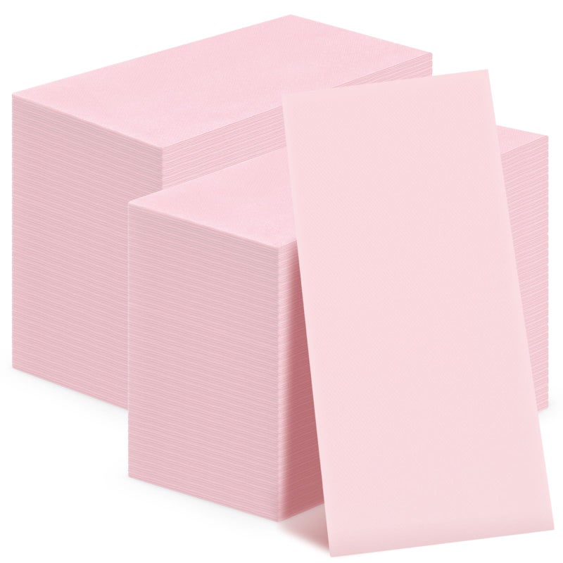 Qilery 100 Pcs Linen Feel Disposable Dinner Napkins Decorative Paper Napkin 17""x12"" Paper Soft Hand Towel Absorbent Disposable Guest Towel for Thanksgiving Day Kitchen Wedding Party(Pink) - Image 1