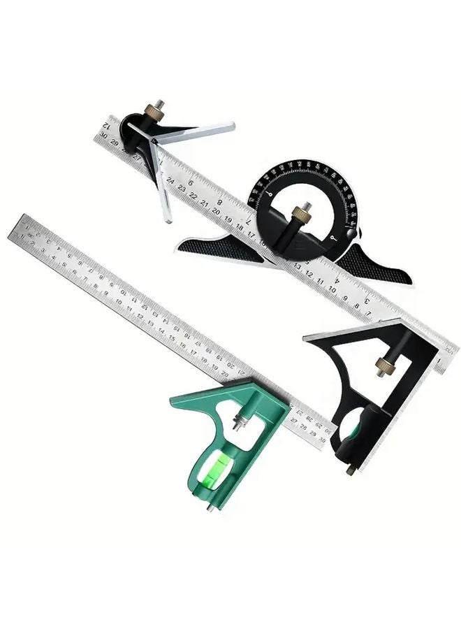 Black 600mm 3 in 1 Combination Square Set Stainless Steel Multifunctional Adjustable Angle Square - Image 2