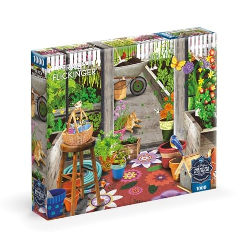 Buffalo Games Sapphire Select Tracy Flickenger Garden Shed Greenhouse 1000 Piece Jigsaw Puzzle Challenging Fun Blue Core Puzzle Board Giftable Display Box Full Size Poster Included - Image 1