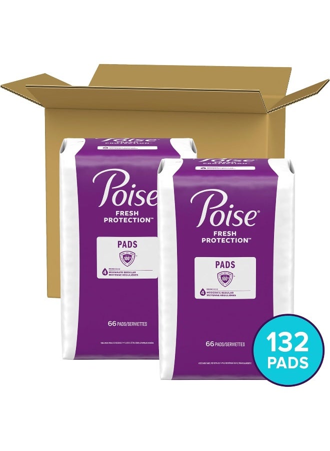 Poise Incontinence & Postpartum Pads for Bladder Leaks, 4 Drop Moderate Absorbency, Regular Length, 132 Count, Packaging May Vary - Image 2