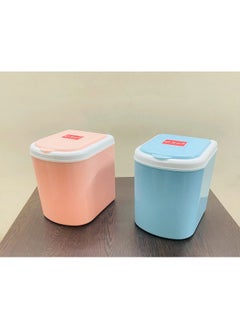 CSM Plastic Small Portable Table Dustbin/Desk Dustbin With Attached Lid And Swing Opening, Mini Trash Bin Can Waster Bin For Office,Home (Mini-Bin) Pack Of 2(Pink, Blue)