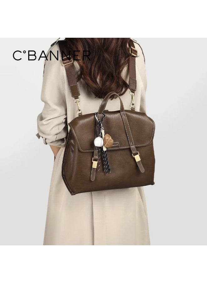 C.banner Genuine Leather Women's Backpack Large Capacity School Bag Travel Bag Birthday Women's Day Gift - Image 1