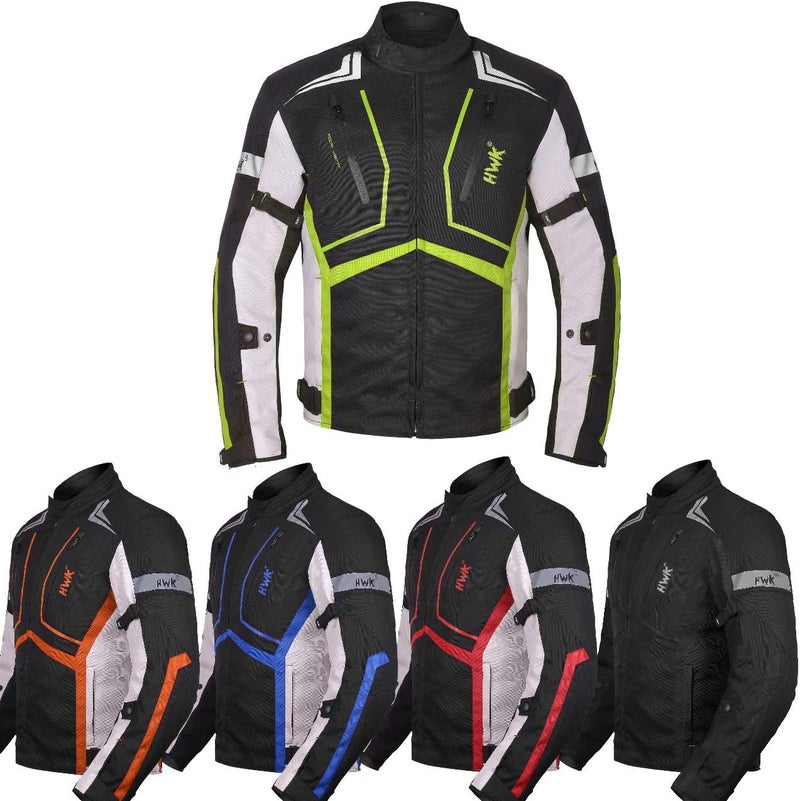 HWK Scorpion Motorcycle Jacket for Men and Women - Hi-Vis Green - Image 1