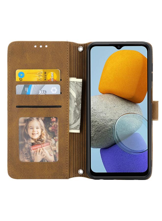 اس-توب جراب لهاتف Samsung Galaxy M23 / F23 5G النسخة اليابانية من الجلد المنقوش بخطوط مغناطيسية مع مشبك أفقي قابل للطي - Image 4