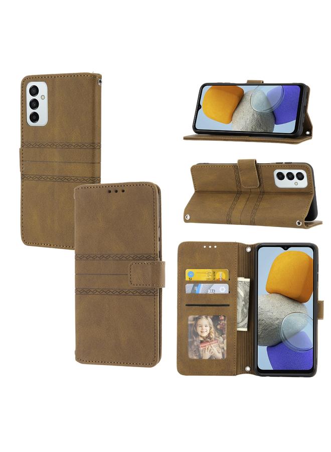 اس-توب جراب لهاتف Samsung Galaxy M23 / F23 5G النسخة اليابانية من الجلد المنقوش بخطوط مغناطيسية مع مشبك أفقي قابل للطي - Image 1