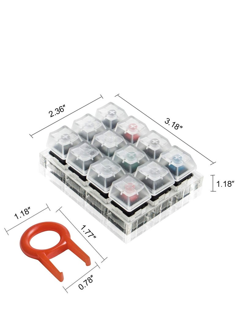 Generic - Griarrac Cherry MX Switch Tester Switch Sampler Mechanical Keyboards 12-Key Switch Testing Tool, with Keycap Puller and Switch O Rings (Includes Cherry MX Silent Speed) - Image 1