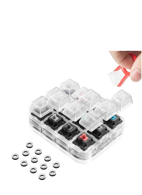 Griarrac Cherry MX Switch Tester Switch Sampler Mechanical Keyboards 12-Key Switch Testing Tool, with Keycap Puller and Switch O Rings (Includes Cherry MX Silent Speed)