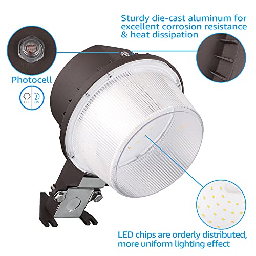 TORCHSTAR LED Barn Light, Dusk to Dawn Area Lights with Photocell, Outdoor Security Flood Lighting, ETL & FCC Listed, IP65 Waterproof, Aluminum, 110-277V, Garage, Yard, 3000K Warm White, Bronze - Image 4
