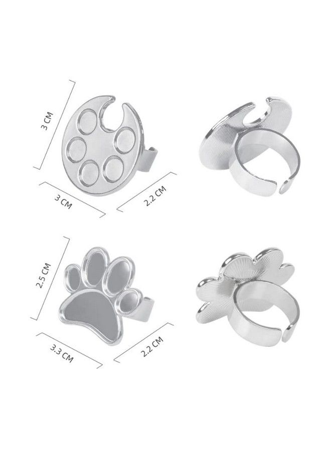 Hllmx 2 Pcs Mini Manicure Palette Wearable Metal Nail Art Polish Holder Palette Finger Ring Gel Polish Mixing Tray Nail Art Tools (Silver) - Image 3