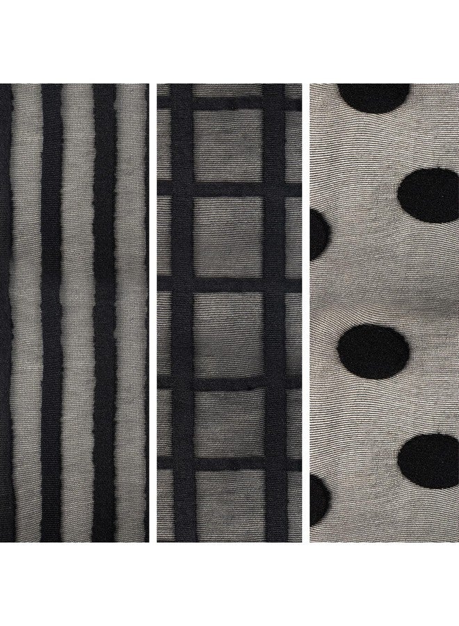 CALZITALY 3 Pairs Women Pop Socks, Sheer Everyday Ankle Socks in 3 Different Designs: Dots, Stripes and Geometric (One Size, Black) - Image 3