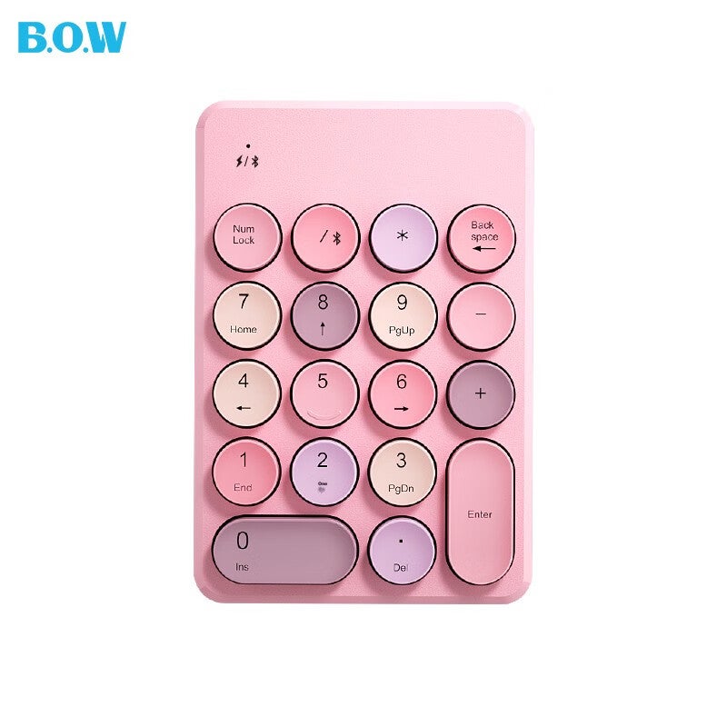 B.O.W Hangshi K155B Wireless Bluetooth Digital Keypad, Financial Accounting Office, Retro Round Cap, External Laptop Desktop Universal Keyboard, Iridescent Pink - Image 5