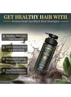 Aroma Dead Sea AROMA DEAD SEA Black Mud Shampoo - Fights Dandruff, Thinning Hair, Weak Roots & Itchy Scalp. Prevents Hair Loss & Encourages Growth. Ideal for Damaged Hair (8.45 fl.oz)  - Image 4