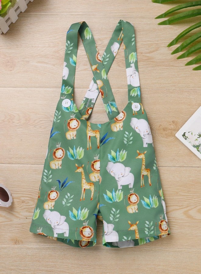 ODASDO طقم عيد ميلاد أوداسدو وايلد وان للأولاد، مستوحى من حيوانات الغابة، مناسب لحفلات عيد الميلاد الأول، وجلسات تصوير مميزة، وحفلات الأطفال الصغار، وملابس داخلية بأكمام قصيرة، وشورتات، باللون الأخضر، مقاس 12-18 شهرًا. - Image 4