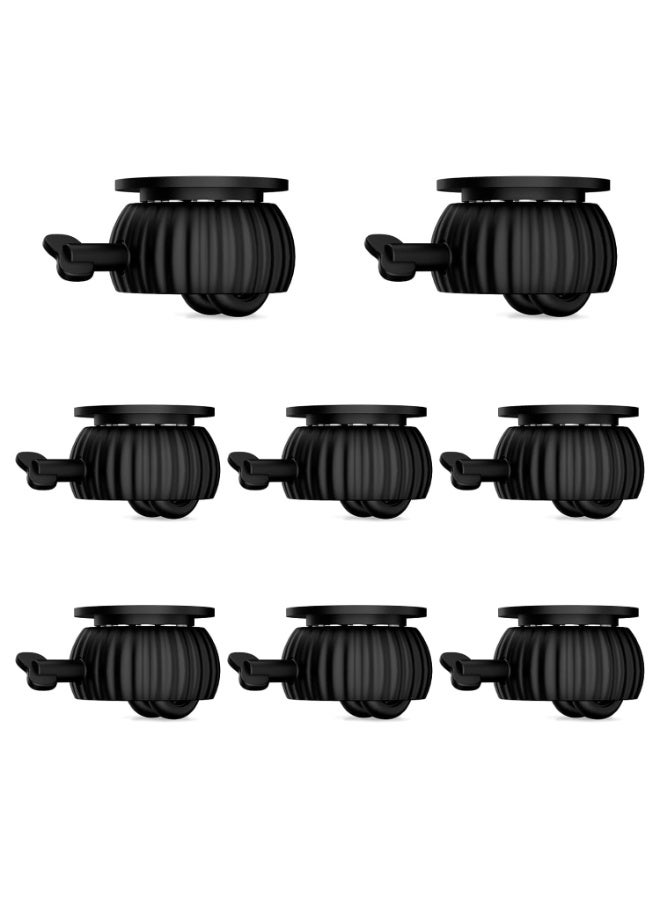 كيلا عجلات دوارة ذاتية اللصق، بكرات لأجهزة المطبخ، عجلات دوارة 360 درجة، عجلات فولاذية عالمية مزودة بفرامل للأثاث الصغير، وسلة المهملات (أسود، عجلات سوداء، 8 قطع) - Image 1