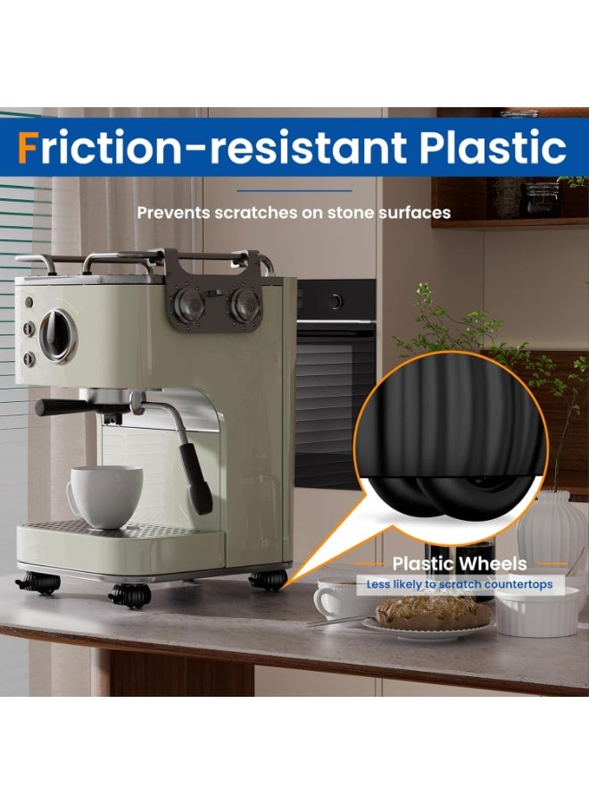 كيلا عجلات دوارة ذاتية اللصق، بكرات لأجهزة المطبخ، عجلات دوارة 360 درجة، عجلات فولاذية عالمية مزودة بفرامل للأثاث الصغير، وسلة المهملات (أسود، عجلات سوداء، 8 قطع) - Image 3