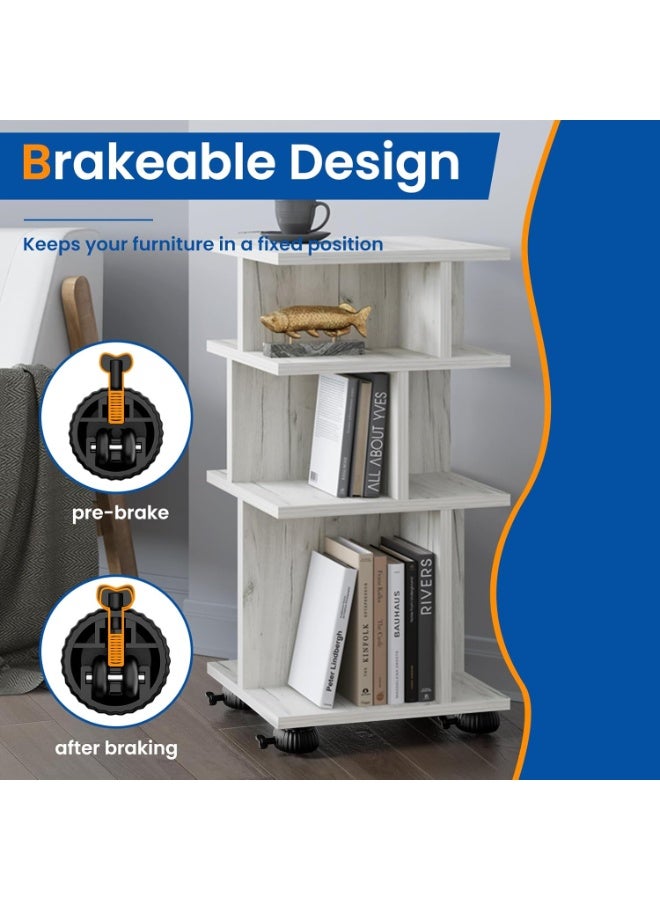 كيلا عجلات دوارة ذاتية اللصق، بكرات لأجهزة المطبخ، عجلات دوارة 360 درجة، عجلات فولاذية عالمية مزودة بفرامل للأثاث الصغير، وسلة المهملات (أسود، عجلات سوداء، 8 قطع) - Image 5