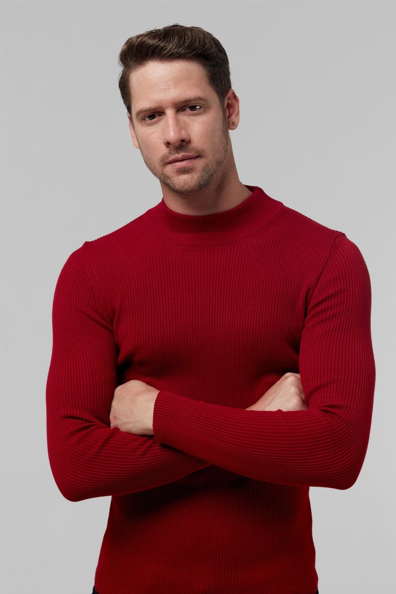 twn Slim Fit Red Rib Knitted Sweater 9EC060631770M  - Image 2