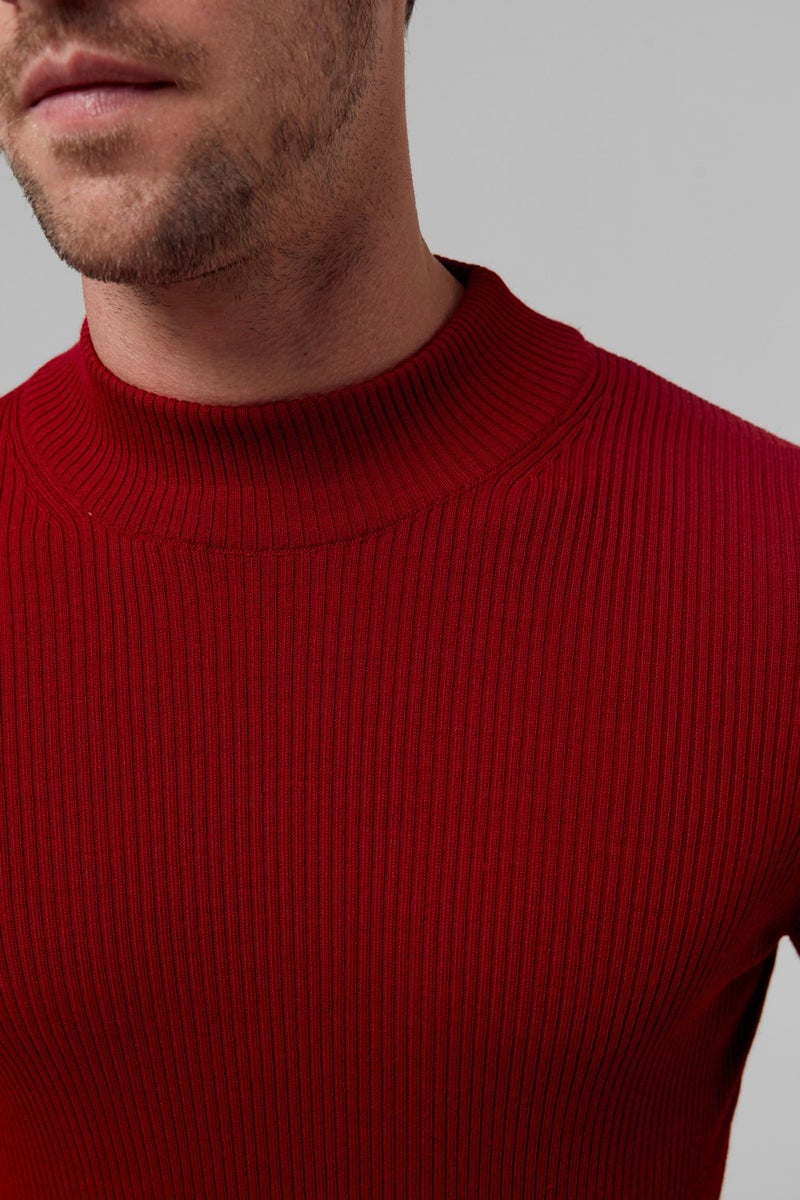 twn Slim Fit Red Rib Knitted Sweater 9EC060631770M  - Image 3