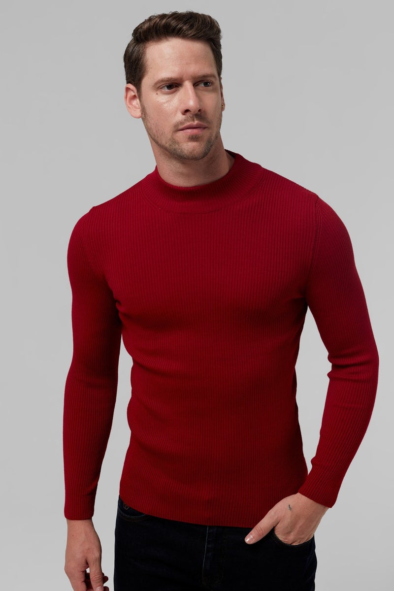 twn Slim Fit Red Rib Knitted Sweater 9EC060631770M  - Image 1