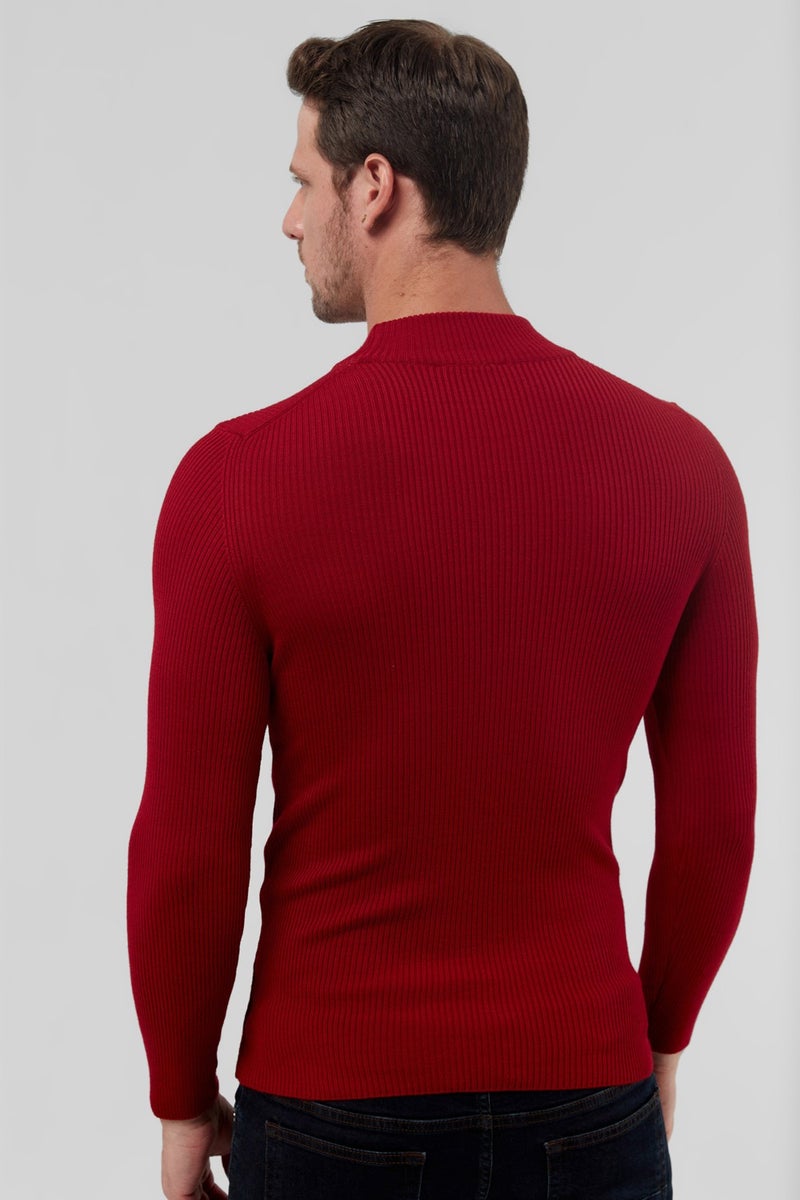 twn Slim Fit Red Rib Knitted Sweater 9EC060631770M  - Image 4