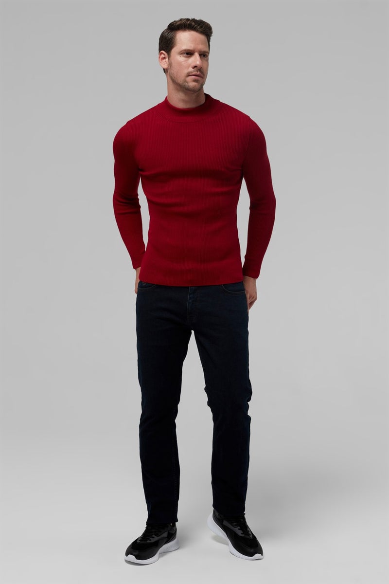 twn Slim Fit Red Rib Knitted Sweater 9EC060631770M  - Image 5