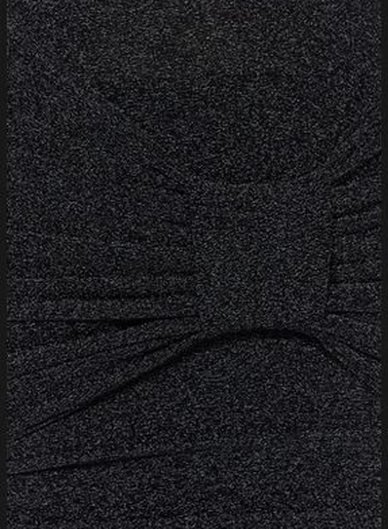 trendyol Navy Blue Slim Fit, Glittery Knitted Evening Dress TPRAW24EL00292