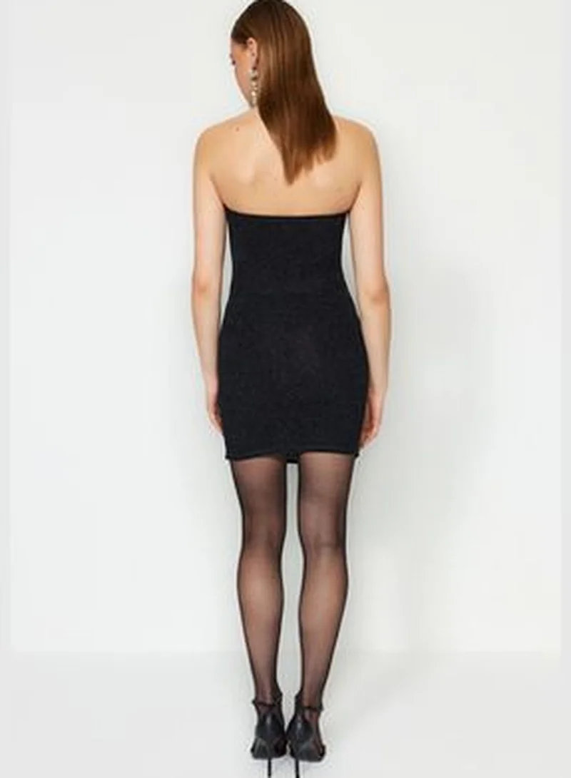 trendyol Navy Blue Slim Fit, Glittery Knitted Evening Dress TPRAW24EL00292