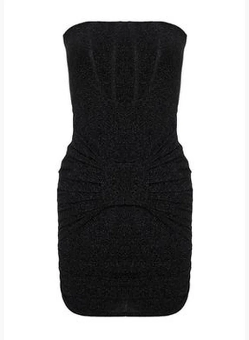 trendyol Navy Blue Slim Fit, Glittery Knitted Evening Dress TPRAW24EL00292