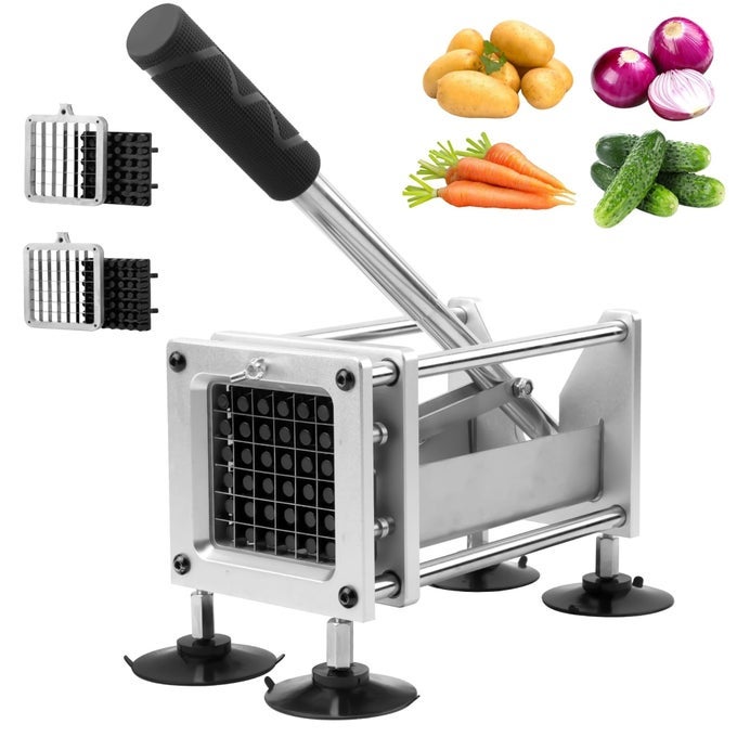 FRENCH FRY CUTTER PROFESSIONAL POTATO CUTTER SLICER STAINLESS STEEL BLADES WITH 12 INCH 38 INCH BLADE GREAT FOR POTATOES CARROTS CUCUMBERS