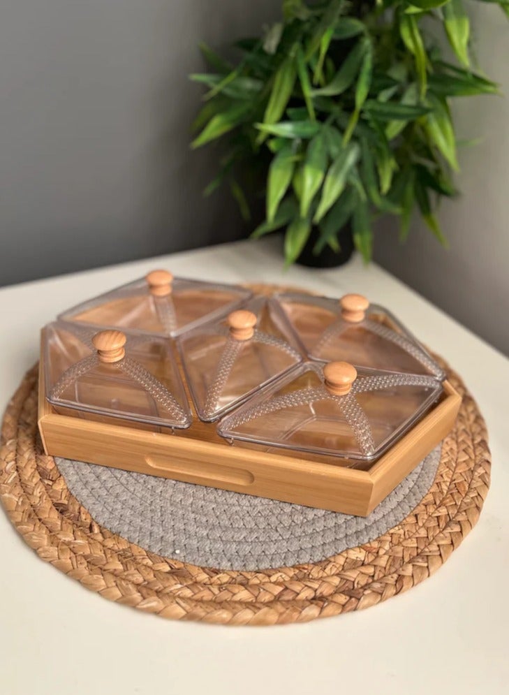 Large Bamboo nuts box (5 part) - Image 1