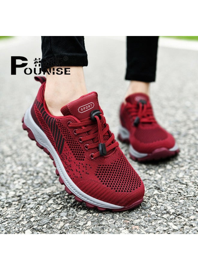 Pounise أحذية نسائية لكبار السن أحذية منتصف العمر وكبار السن للأمهات أحذية مشي خفيفة مريحة أحذية رياضية للسفر للجدة Pjj-2063 Red Date 36/230 - Image 2