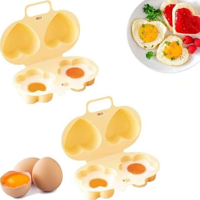 Azonee Egg Cooker Microwave Egg Poacher 2Pcs Egg Steamer Silicone Egg Poacher Egg Poacher Cups Sous Vide Egg Poacher Flower  Heart Shaped Egg Poacher For LowCalorie Breakfasts Egg Poacher - Image 1