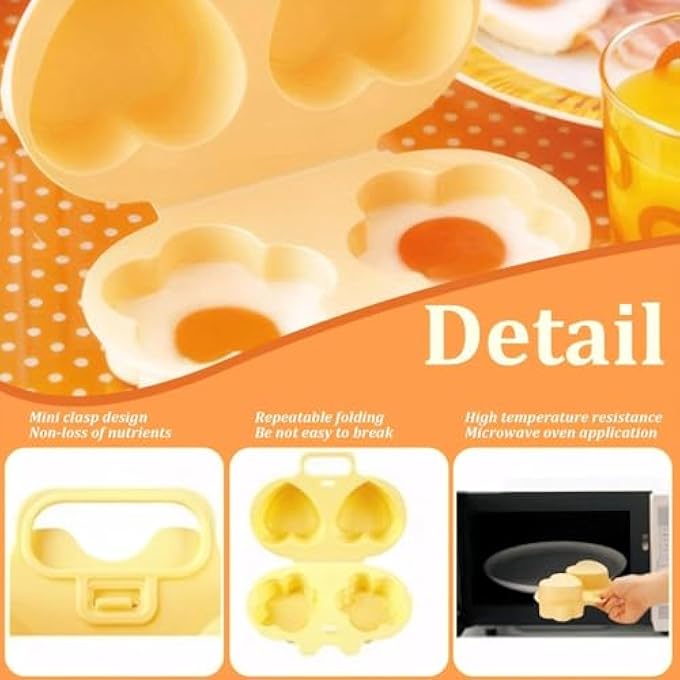 Azonee Egg Cooker Microwave Egg Poacher 2Pcs Egg Steamer Silicone Egg Poacher Egg Poacher Cups Sous Vide Egg Poacher Flower  Heart Shaped Egg Poacher For LowCalorie Breakfasts Egg Poacher - Image 3