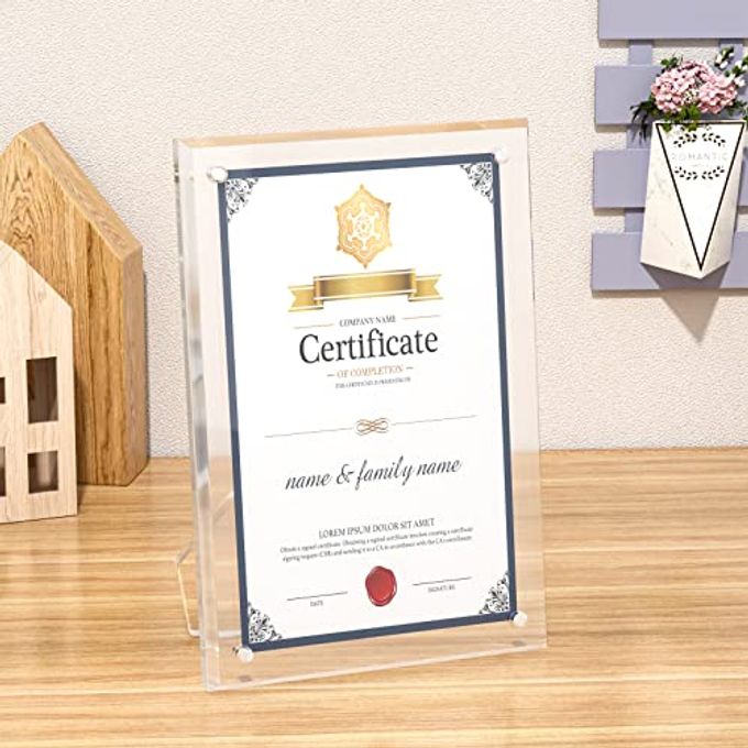 NIUBEE 8.5 by 11 Acrylic Picture Frame,Clear Document Certificate Frames with Magnets for Marriage Graduation, 2 Pack - Image 5