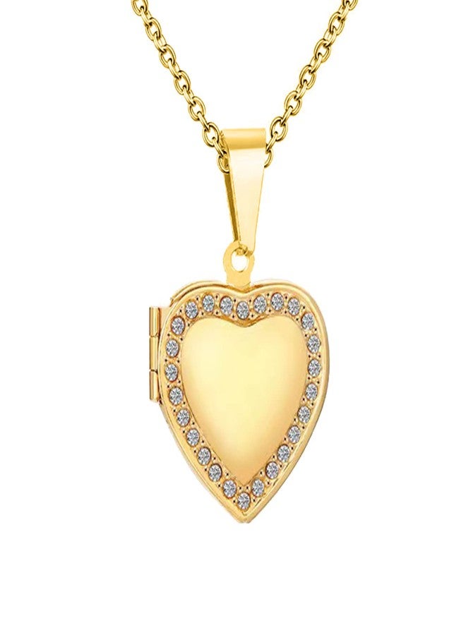 KunBead Gold Heart Photo Locket Necklace that Holds Pictures for Women Love Jewelry Memorial Pendant Necklace - Image 1