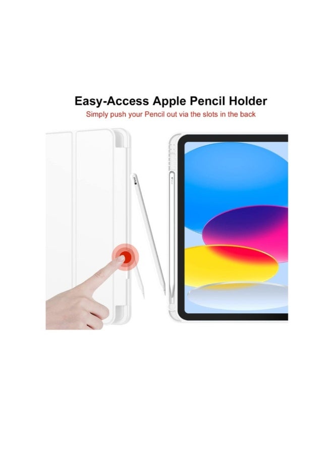 ACLIX New iPad 10.9 Inch Case 2022 (10th Gen) with Pencil Holder – Trifold Stand Smart Case, Soft TPU Back, Auto Wake/Sleep (White) - Image 2